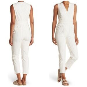 Tailored Rebecca Taylor Striped V-Neck Sleeveless Jumpsuit Size 12